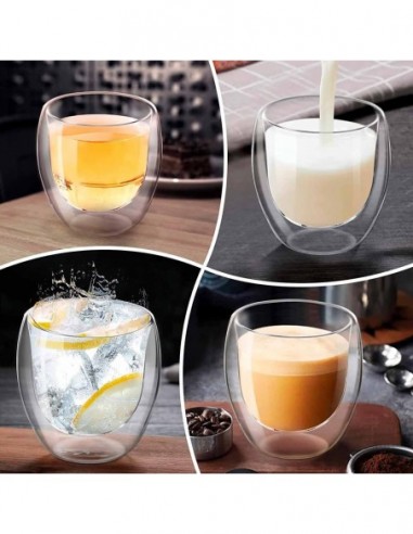 Definir 4 óculos de cristal duplo de 250 ml