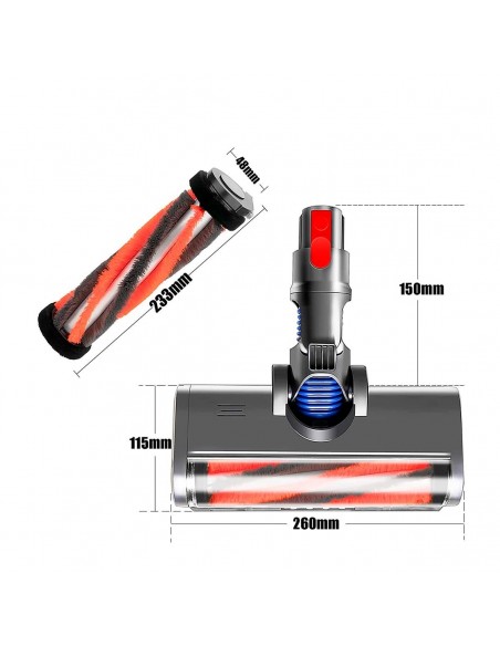 Escova motorizada compatível para Dyson V7 V8 V10 V11 V15 com luz LED para cantos escuros